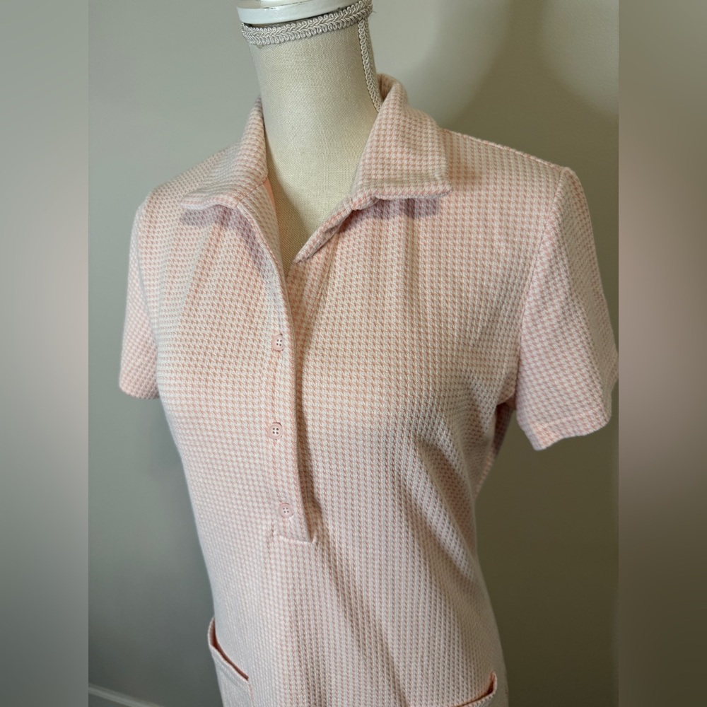 Ivy City Co Piper Peach Houndstooth Collared w/ Godet Hem Sz M - Picture 4 of 13